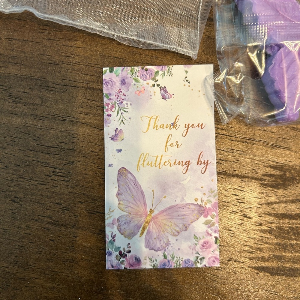 Purple Butterfly Hand Body Soap with Organza Bag “Thank you for fluttering by” - Picture 3 of 5